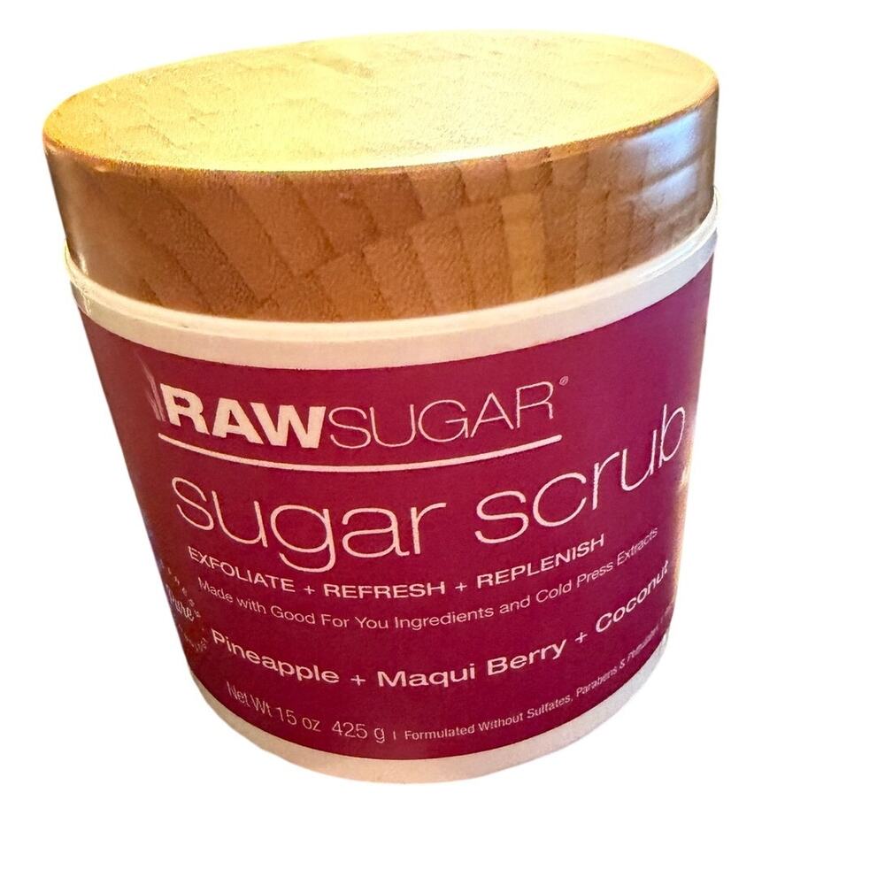 NEW RawSugar, Sugar Scrub Raw Pineapple Maqui Berry & Coconut 15oz
